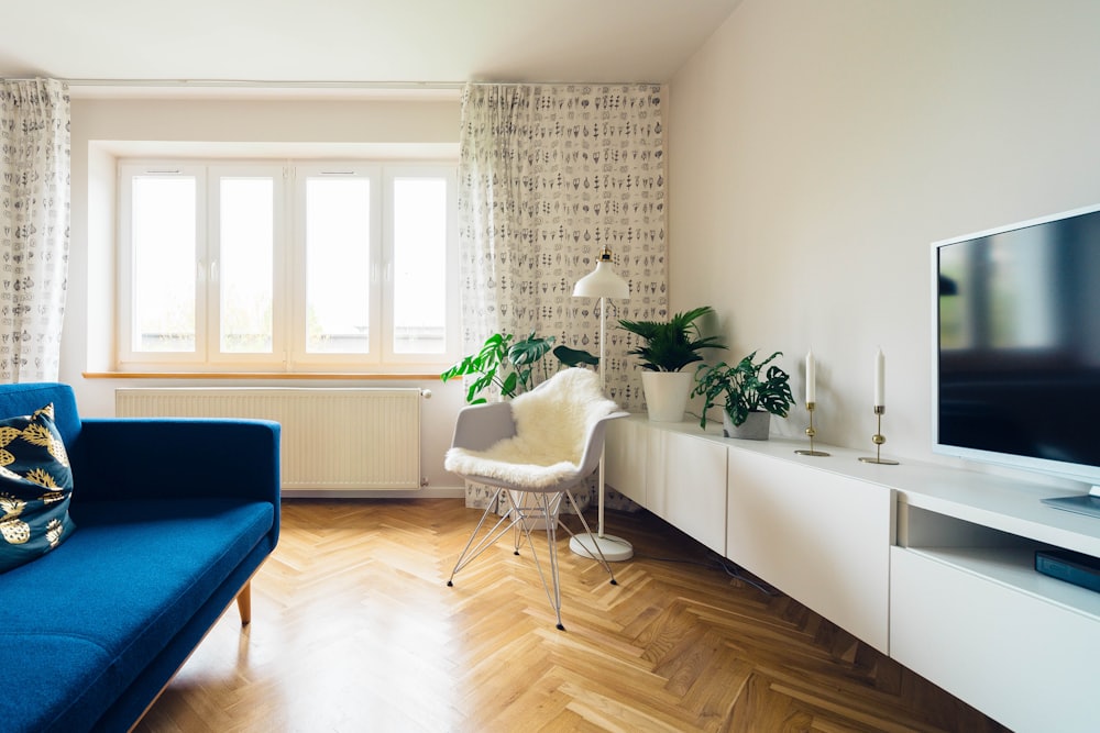 Crisp white living room