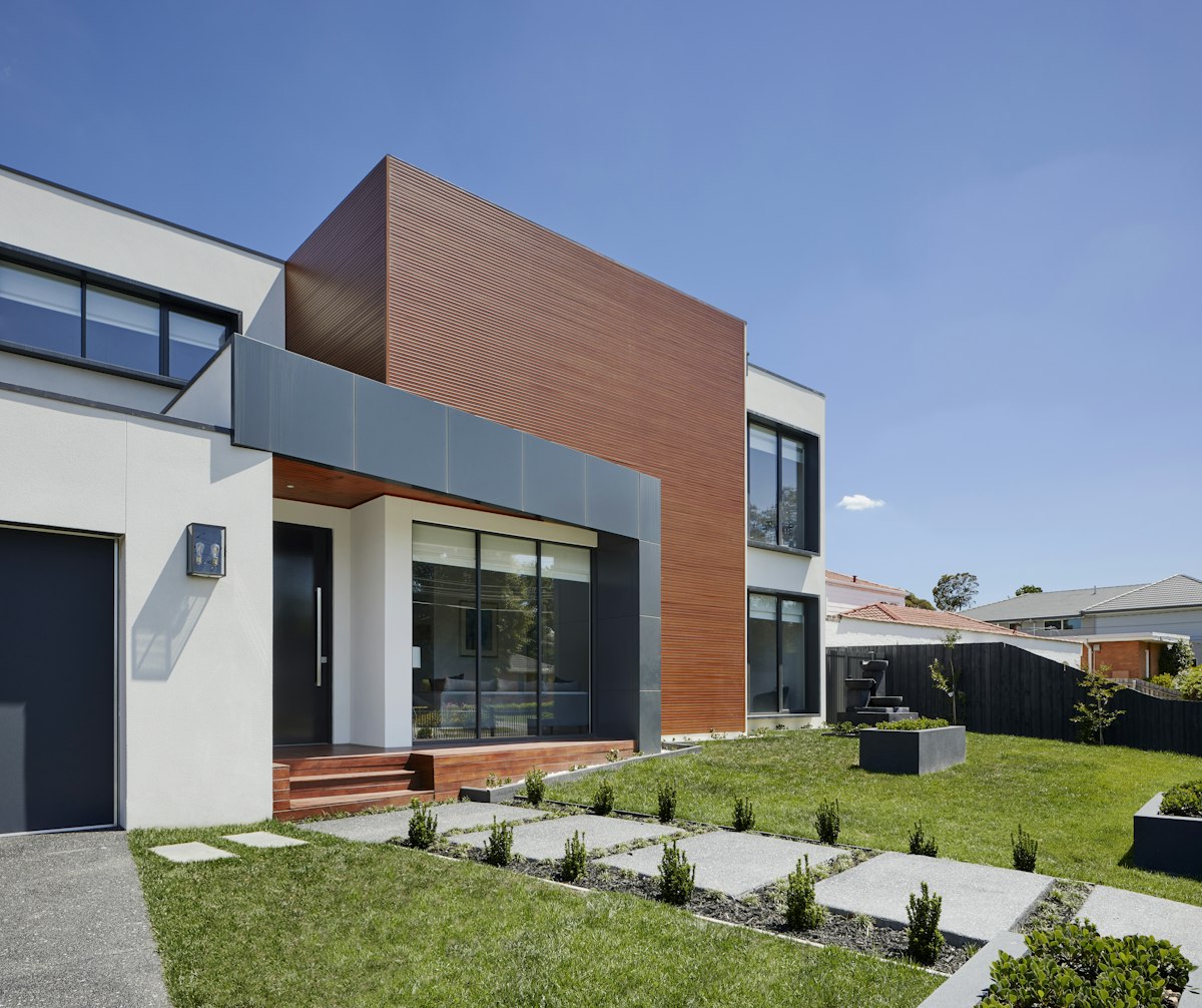 Modern white and timber home exterior